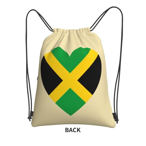 Love Jamaica Flag Drawstring Backpack Patriotic zipper Drawstring Bag for Men Women Sport Yoga Travel Gym2