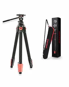 IFOOTAGE Travel Tripod Gazelle Tripod TC3B with Komodo Fluid Head K3,54,9?/139,5cm Carbon Fiber Camera Tripod Stand,for Smartphone Live Streaming Vlog Sony Nikon Canon Fuji DSLR,Load 11lbs,TC3B+K3