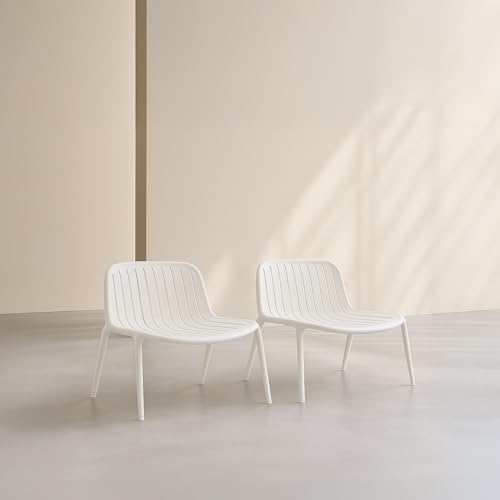 Habitat - Lot de 2 fauteuils de Jardin en polypropylène - Blanc opalin Arzon