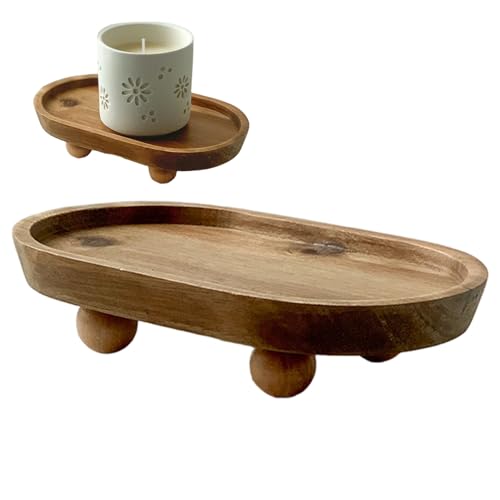 Bandeja de baño de madera decorativa con elevadores rústicos 6