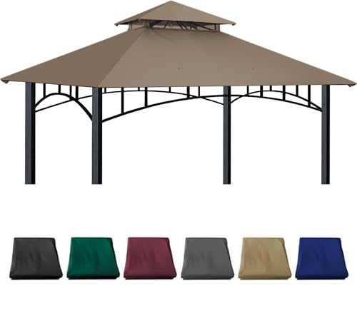 Gazebo Replacement Canopy Compatible with SUNJOY Madaga Target Gazebo Frame Model L-GZ136PST L-GZ136PST-2/7/9 (Khaki)