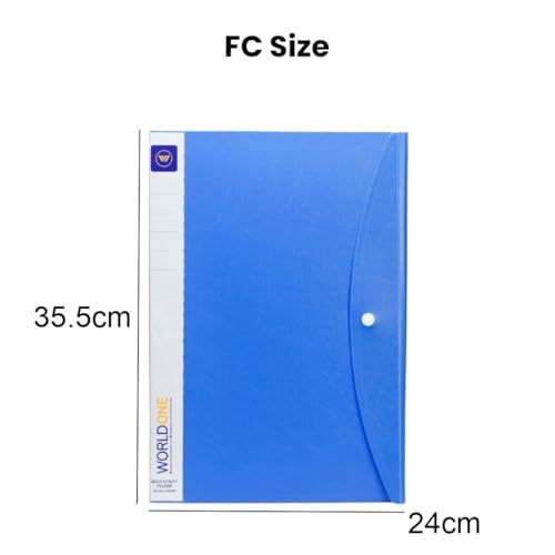 Image of Worldone Multi-Utility Document Folder | 20 Top-Loading Sleeves, Snap Button Closure, Durable 0.75mm Virgin PP Sheet | Ideal for Office, School & College Organization | FC, Blue, Pack of 2
