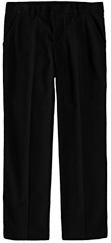 French Toast Boys' Adjustable Flat Front Double Knee Pant (Black, 7)