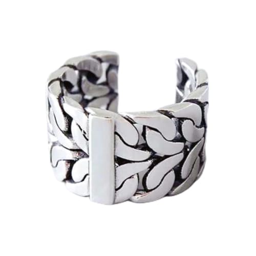 Bague en argent à chaîne large en argent 925 Vintage pour les cadeaux de bijoux de fête de mode pour femmes