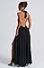 Memoriesea Women's Sexy Halter Deep V Neck High Slit Ruched Party Cocktail Maxi Dress Black