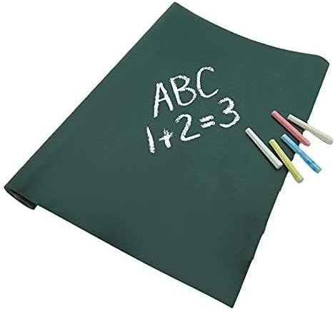 3x2 Feet Vinyl Green Chalkboard Wall Sticker, Removable Chalkboard with 5 Chalks, Self-Adhesive Waterproof Blackboard for Home, School, Office, Kitchen, Kids Room, Writable & Reusable