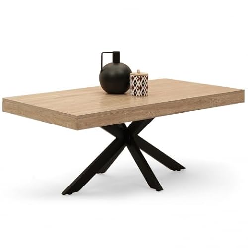 IDMarket Alix - Mesa de centro rectangular (110 cm), diseño de araña, madera y negro