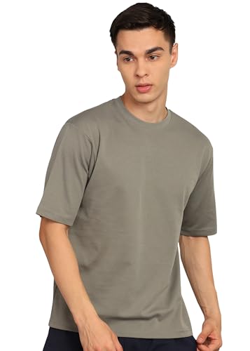 Image of Alan Jones Clothing Men's Oversized Solid T-Shirt | Premium Heavy Fabric | Crew Neck Casual Wear