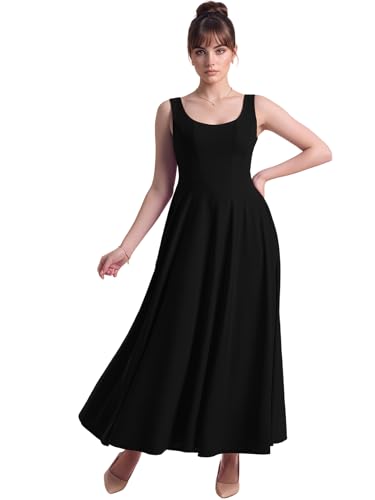 Image of Aahwan Solid Fit and Flared Round Neck Midi Dress for Women's & Girl's