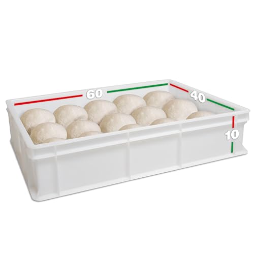 LUNEDA Vaschetta per Lievitazione Impasto 60 x 40 x 10 cm Professionale - Contenitore Made in Italy Sovrapponibile Impilabili per Pane, Pizza, Panetti, Ristorante, Pizzeria, Forno (1 Vaschetta)