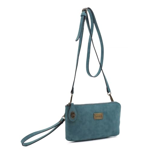 Liz Soto Tina Wristlet Wallets for Women - Clutch Wristlet Convertible to Shoulder Bag or Handbag in Teal, Wrist Purse