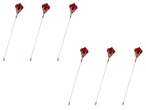 Image of Alilang Women's Hat Pin Golden Retro Hollow Out Design Inlaid with Synthetic Ruby Stick Pin Suit Pin for Men Women