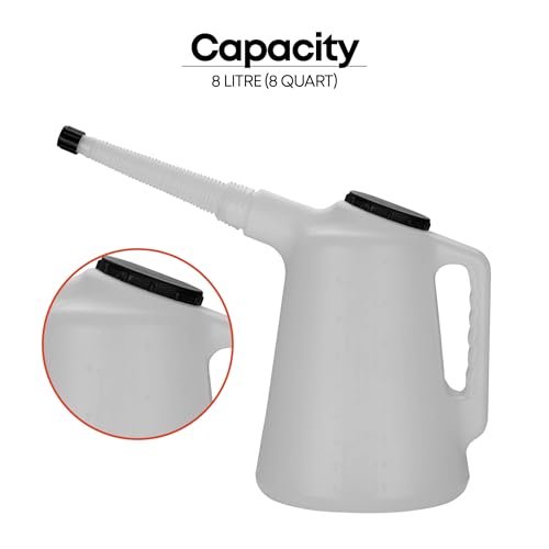 Image of Groz Plastic Measure 3 Litres with Flexible Spout | High Density Construction | Easy Measuring and Transfering | Funnel for Petrol, Diesel, Fluid Transfer | MSR /P /F-3