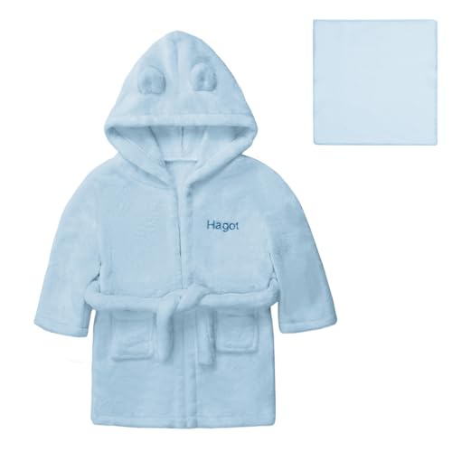 HAGOT Bebe Albornoz, Polar Bebé Albornoz con Capucha, Ultra Suave para Niños Unisexo Pequeños de 0 a 6 Meses, Toalla de Baño Esencial para Bebé, Azul