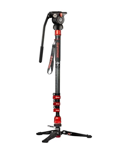 IFOOTAGE Cobra 3 monopié con cabezal fluido, kit de monopié de viaje portátil profesional para cámara réflex digital Canon, Nikon, Sony, Olympus, Panasonic, C180F-P +K5S