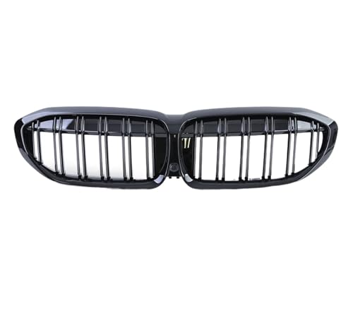 Parrilla Delantera Parachoques Delantero Capó Parrilla Riñón para Serie 3 G20 G21 G28 2019-2022 Estilo Meteorito Diamante Parrilla Radiador(2 Slat-Gloss Black)