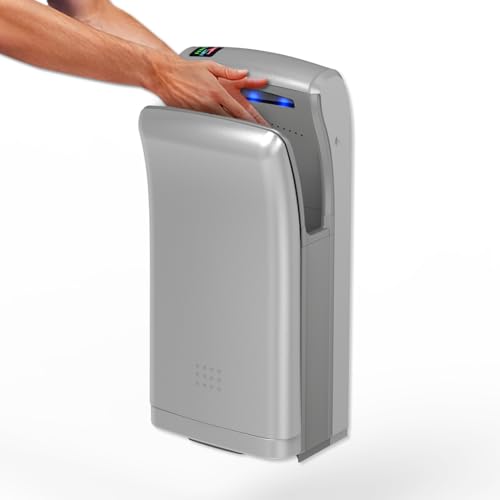 interhasa! Automatic Hand Dryer with HEPA Filter Commercial Jet Hand Dryers for Bathrooms 220-240 V 1800 W, AU Plug, Silver, 650 * 300 * 190 mm 7.62 kg