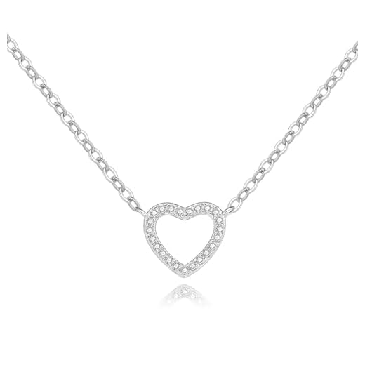Collana Argento 925 Donna con Pendente Zirconia Cubica Collana Cuore Regalo di Natale Gioielli Donna per Mogile/Sorella/Amiche