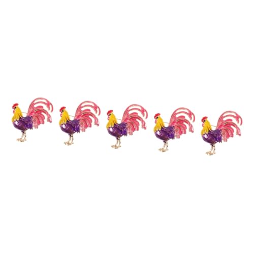 Broche pour femme motif coq en métal doré avec épingle à chapeaux