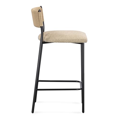Butaco moderno TOV Furniture Celine en tono beige con estructura negra y tapizado en bouclé miniatura 4