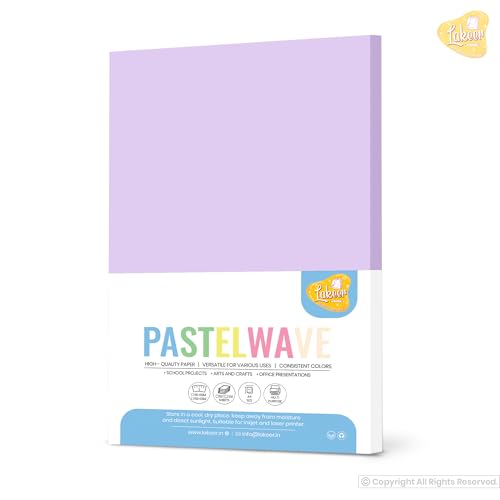 Image of Lakeer A4 Pastel Color Paper- Pastel Lavender Colour, Pack of 50 Sheets | 150 GSM Thick for Arts and Crafts, Printing, DIY Projects, Etc