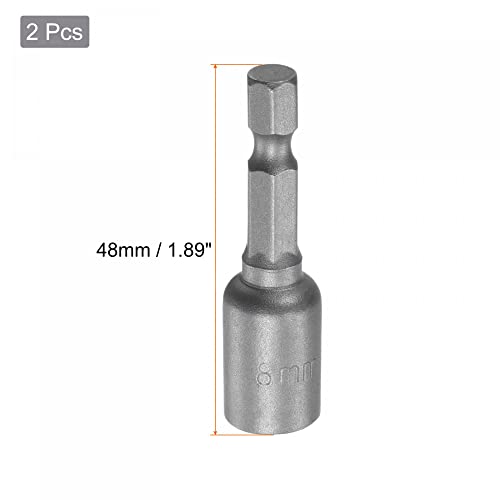 Uxcell Quick-Change Nut Driver Bit, 1/4" Hex Shank 8Mm Magnetic Nut Setter Drill Bits, 1.89" Length, Metric 2 Pcs #TOP1