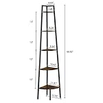 Hoctieon Corner Shelf, 5-Tier Corner Bookshelf, Rustic Ladder Shelf, Industrial Display Stand for Living Room, Kitchen, Home Office, Balcony, Small Space, Metal Frame, Rustic Brown - Image 2