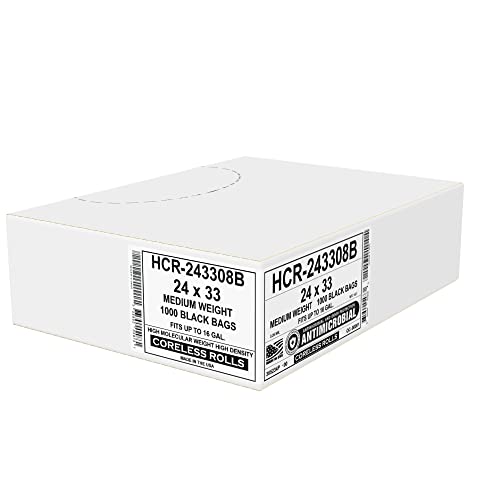 Image of Aluf Plastics 16 Gal Black Trash Bags, 24 inch x 33 inch