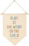 Banner Flag Sign Pennant Poster Wall Decor Gift for Boy Girl Kid,Nursery Baby Room Bedroom Reading Room Playroom Door Above Crib-Play is The Work of the Child-Baby,Shower,Birthday Christmas Gift