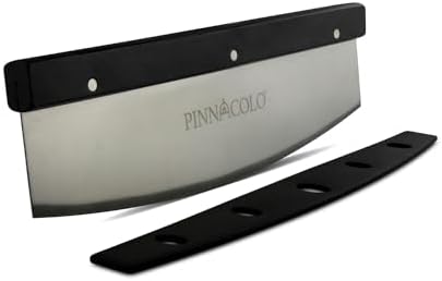14 Inch Sharpenable Rocker Cutter with Wood Top – Stainless Steel Blade for Chopping and Slicing Vegetables, Meat, and Pizza