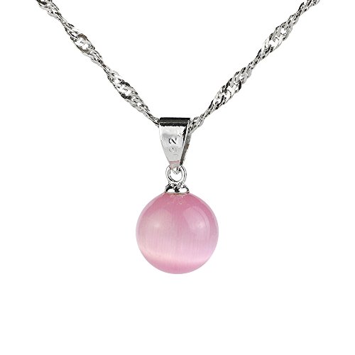 CHOP MALL Pink Crystal Cat Ball Pendant Jewelry Chain Necklace for Women/Mum Mother's Day Mommy Birthday
