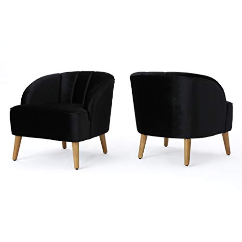 Sillón Club Moderno Terciopelo Negro miniatura 1