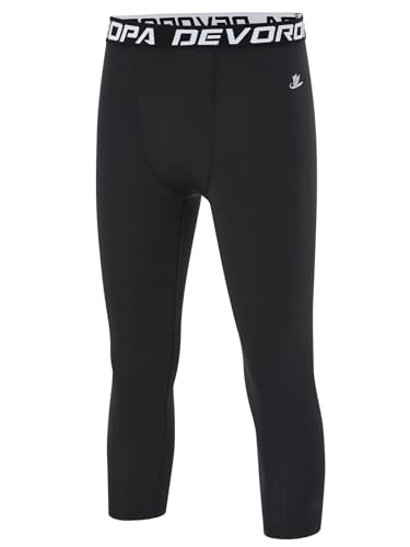 Image of DEVOROPA Boys Leggings Youth Compression Pants Sports Tights Basketball Football Baseball Soccer Baselayer Slim /Regular /Husky