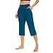 Pedal Pushers for Women,Womens Capris for Summer, Plus Size Casual Stretch High Waisted Crop Pants Yoga Jogger Capris Tummy Control Leggings with Pockets Blue X-Large