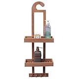 NORDIC STYLE TEAK Wood Natural Hanging Shower Caddy with Stroage Shelfs, Water Resistant, Easy To Place, Solid Wood Shower Accessory