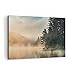 Produktbild Bild auf Leinwand - Leinwandbild - Einteilig - Nebel See Wald - 120x80cm - Wand Bild - Wanddeko - Wandbilder - Leinwanddruck - Bilder - Wanddekoration - Leinwand bilder - Wandbild - AA120x80-4440