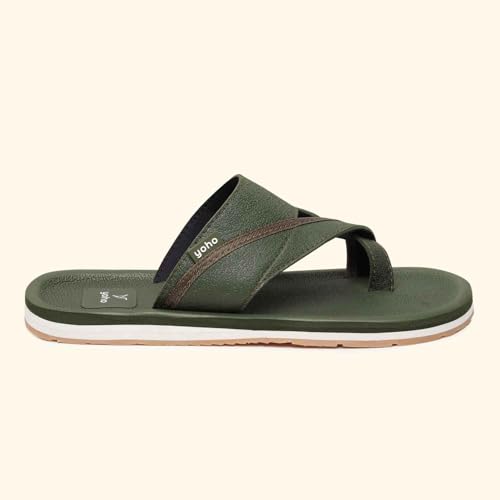 Image of YOHO Snugly Ethnic Orthopedic Slippers for Men | Diabetic Blood Circulation | Toe Ring Slip-On | Stylish Lightweight Flip Flops with Footpharma Footbed | Anti-Skid Chappals for Everyday