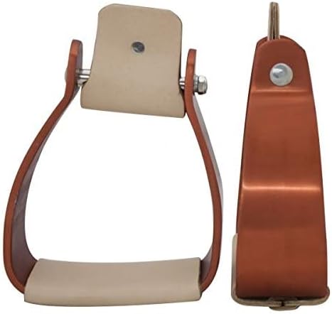 Showman Angled Offset Copper Colored Aluminum Stirrups w/Leather Tread