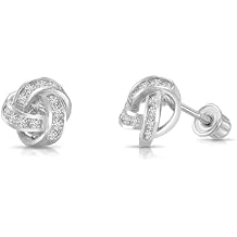 14k Gold Polished Love Knot Stud Earrings with Secure Screw Backs - 7mm...