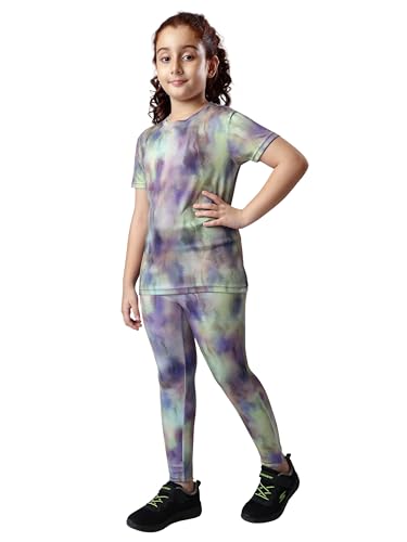 Image of Girl's Activewear Workout Set 2 Piece Athletic Sets Dry Fit Printed Tees And Leggings Yoga Running Dance 4-14Y