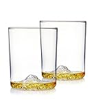 Huckberry Whiskey Peaks Iconic Mountain Bar Glasses, 11.5 oz Capacity, Lead-Free Crystal, Mt. Rainier, Set of 2 Set of 2 Cups