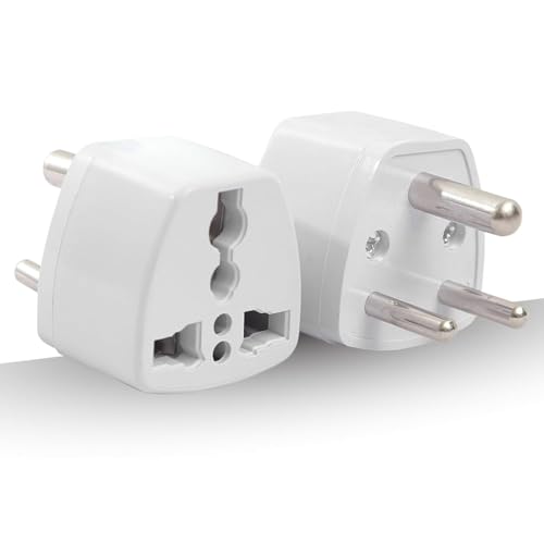 Image of VAYINATO (2 Pcs-White) 3 Pin Plug Socket Adaptor | Universal 3-Round Pin Converter for Indian Sockets, China, Thailand, Europe, Taiwan, Japan, Italy, Korea and Indonesia to India