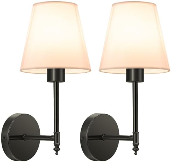 Battery Operated Wall Sconce Set of 2,Black Rechargeable Wall Lights with 5200mAh Dimmable Detachable Bulbs and Remote, 10 Colors Wireless Sconces for Bedroom Living Room Hallway