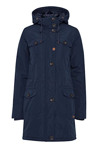 OXMO Tala Damen Wintermantel Parka Mantel gefüttert mit hochabschließendem Kragen, Größe:XL, Farbe:Dress Blues (194024)