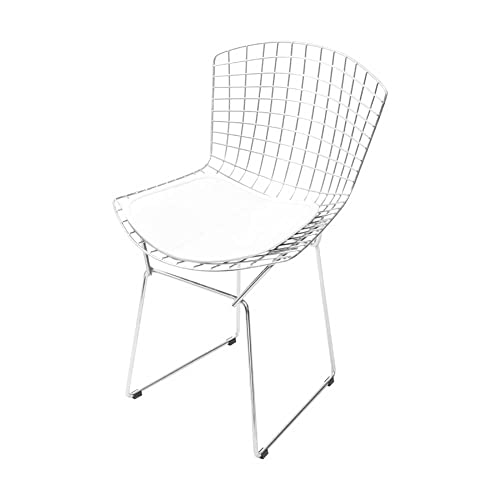 CADEIRA BERTOIA CROMADA COM ALMOFADA BRANCA - OR DESIGN