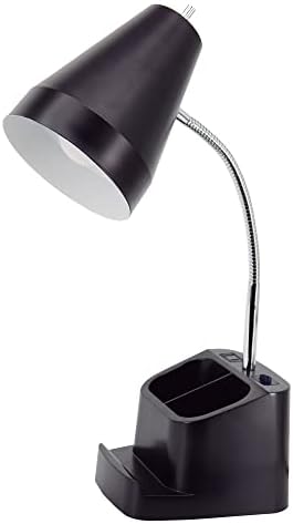 Realspace™ Lusina LED Organizer Desk Lamp with USB, 18" H, Black