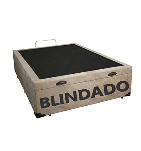 Cama Box Baú Casal Blindado Suede Bege Com Pistão A Gás