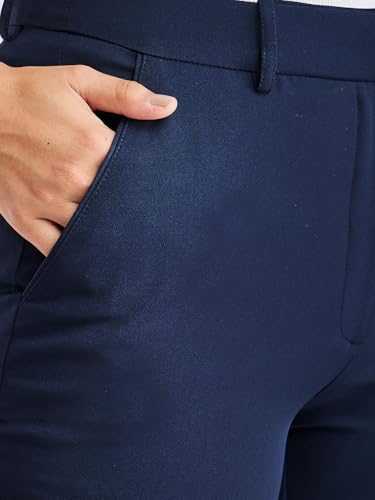 Image of FableStreet Women's Formal Trousers | Mid-Rise Straight-Leg Design | Flat Front & Permanent Crease | Polyester Lycra Fabric | Office Wear & Business Meeting