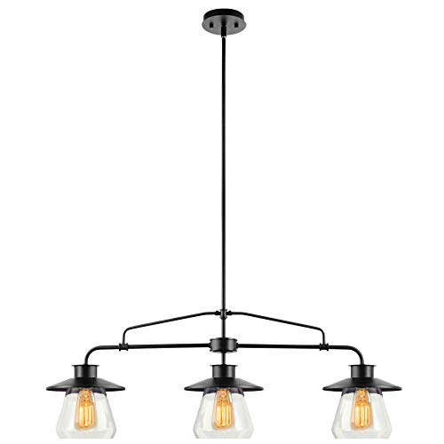 Globe Electric 64845 Nate 3-Light Pendant, Oil Rubbed Bronze, Clear Glass Shades #TOP5