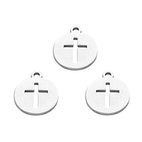 DanLingJewelry 20pcs 304 Stainless Steel Charms - Easter & Halloween Cross Charms for Jewelry Making - 14x12x1mm